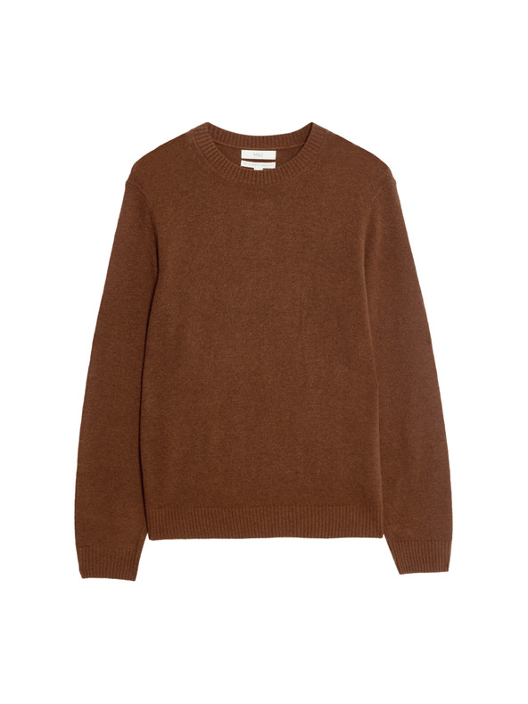 Marks & Spencer Суитшърт с деколте до врата от агнешка вълна Marks & Spencer кафява