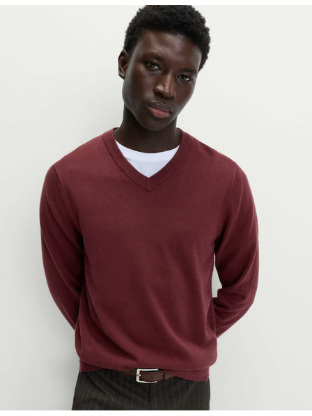 Marks & Spencer Чисто памучен суитшърт с V-образно деколте Marks & Spencer червена