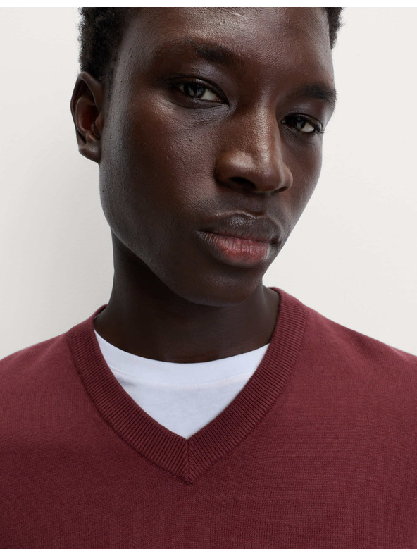 Marks & Spencer Чисто памучен суитшърт с V-образно деколте Marks & Spencer червена