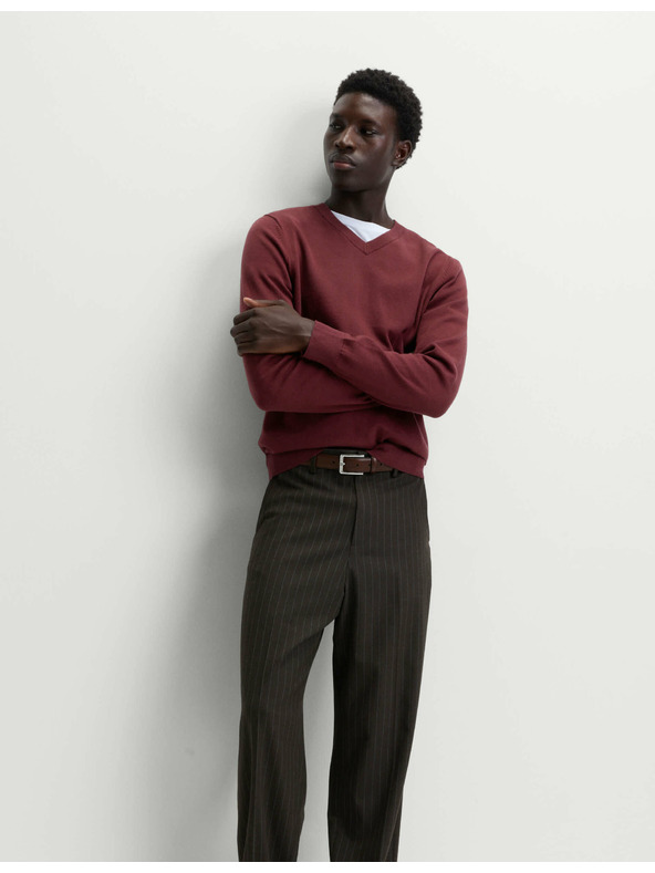 Marks & Spencer Чисто памучен суитшърт с V-образно деколте Marks & Spencer червена