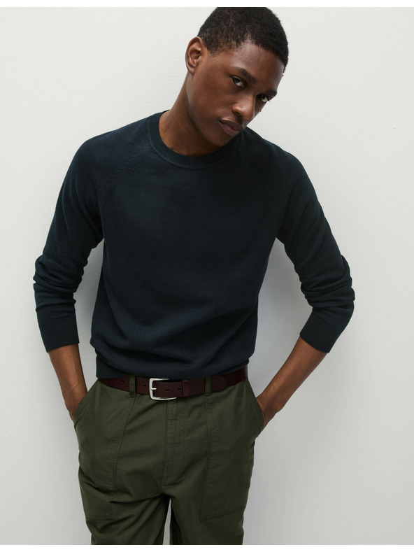 Marks & Spencer Суитшърт от чист памук с деколте до врата Marks & Spencer морско синя