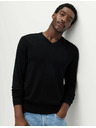 Marks & Spencer Пуловер от чист памук с V-образно деколте Marks & Spencer черен