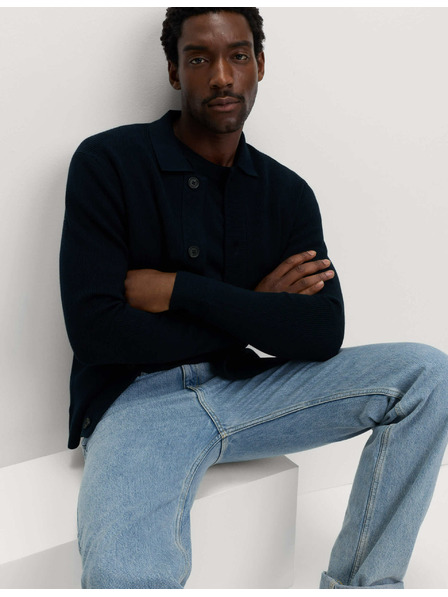 Marks & Spencer Плетена жилетка от памучна смес Marks & Spencer морско синя