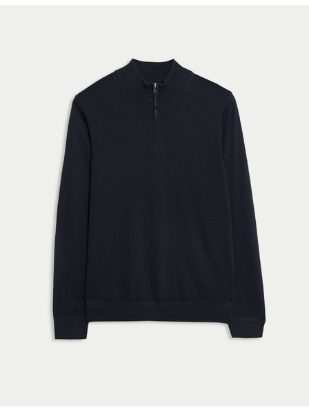 Marks & Spencer Суитшърт с къс цип от чиста извънредно фина вълна мерино Marks & Spencer морско синя
