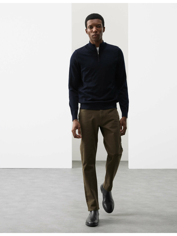 Marks & Spencer Суитшърт с къс цип от чиста извънредно фина вълна мерино Marks & Spencer морско синя