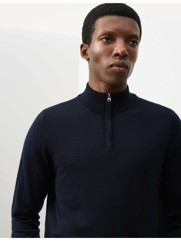 Marks & Spencer Суитшърт с къс цип от чиста извънредно фина вълна мерино Marks & Spencer морско синя