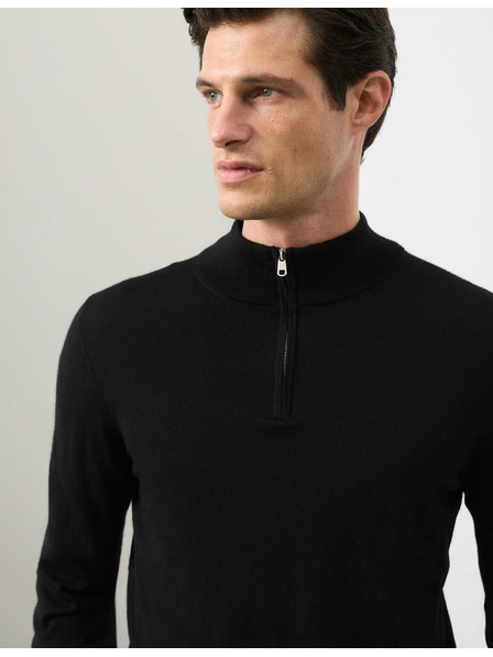 Marks & Spencer Суитшърт с къс цип от чиста извънредно фина вълна мерино Marks & Spencer черна