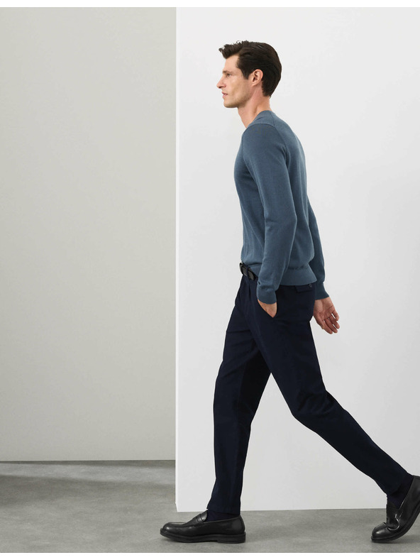 Marks & Spencer Суитшърт с V-образно деколте от чиста извънредно фина вълна мерино Marks & Spencer морско синя