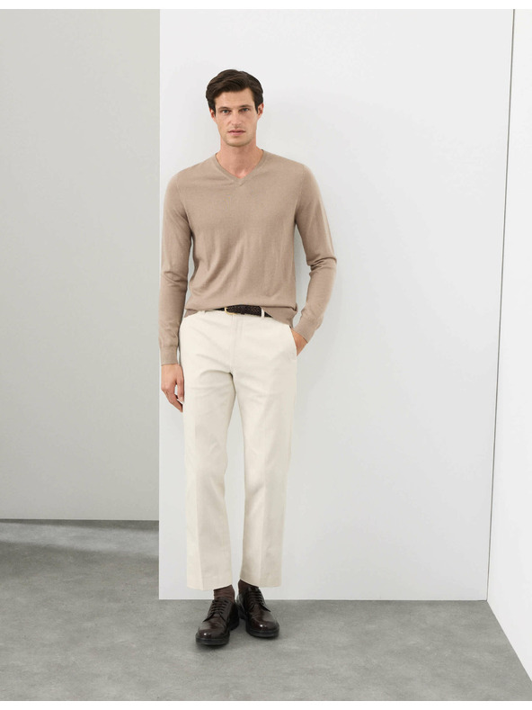 Marks & Spencer Суитшърт с V-образно деколте от чиста извънредно фина вълна мерино Marks & Spencer кафява