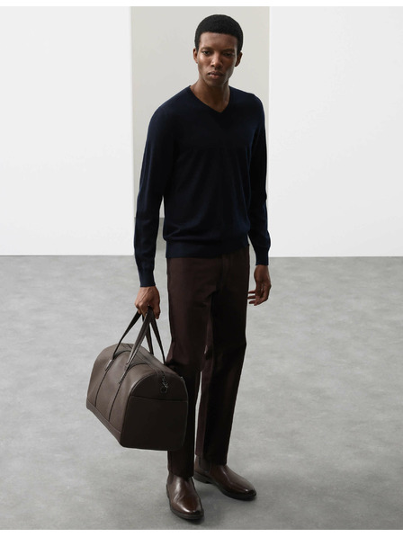 Marks & Spencer Суитшърт с V-образно деколте от чиста извънредно фина вълна мерино Marks & Spencer морско синя