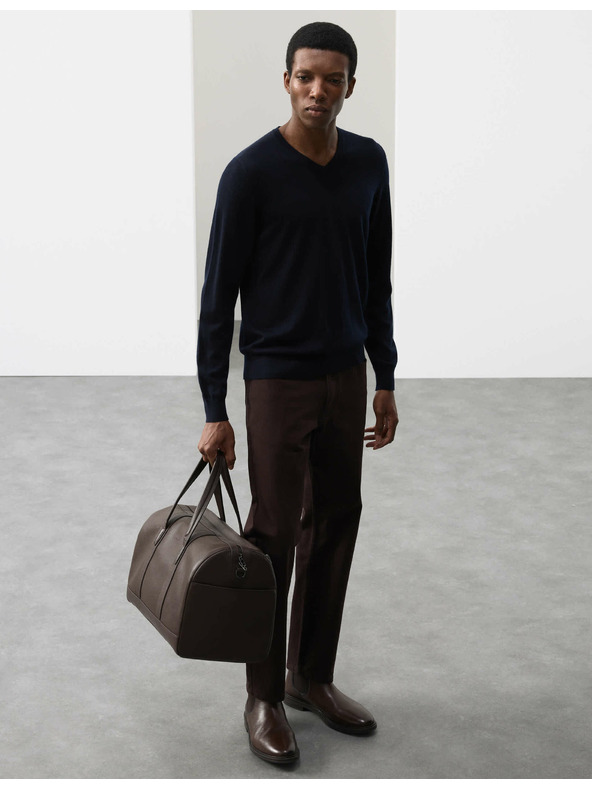 Marks & Spencer Суитшърт с V-образно деколте от чиста извънредно фина вълна мерино Marks & Spencer морско синя