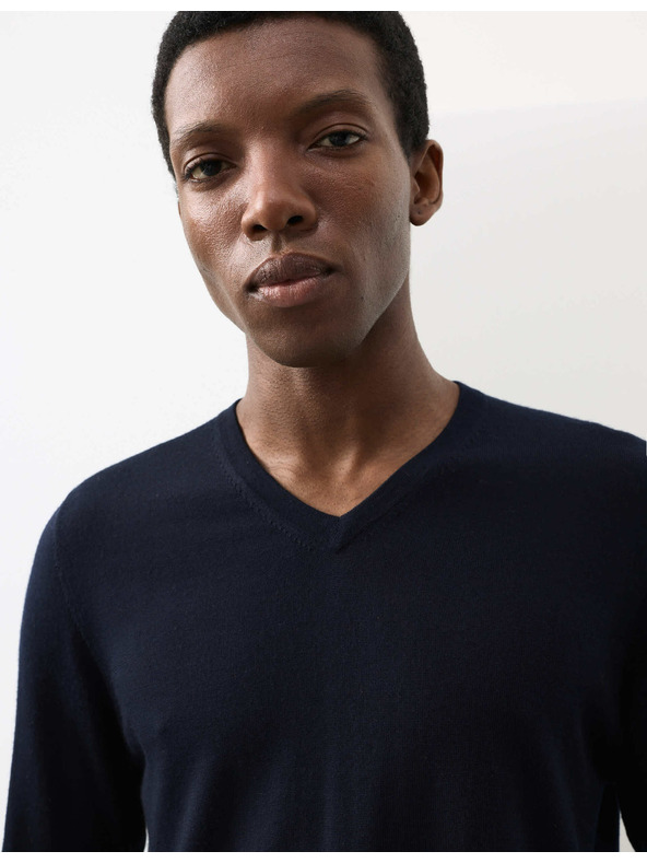 Marks & Spencer Суитшърт с V-образно деколте от чиста извънредно фина вълна мерино Marks & Spencer морско синя