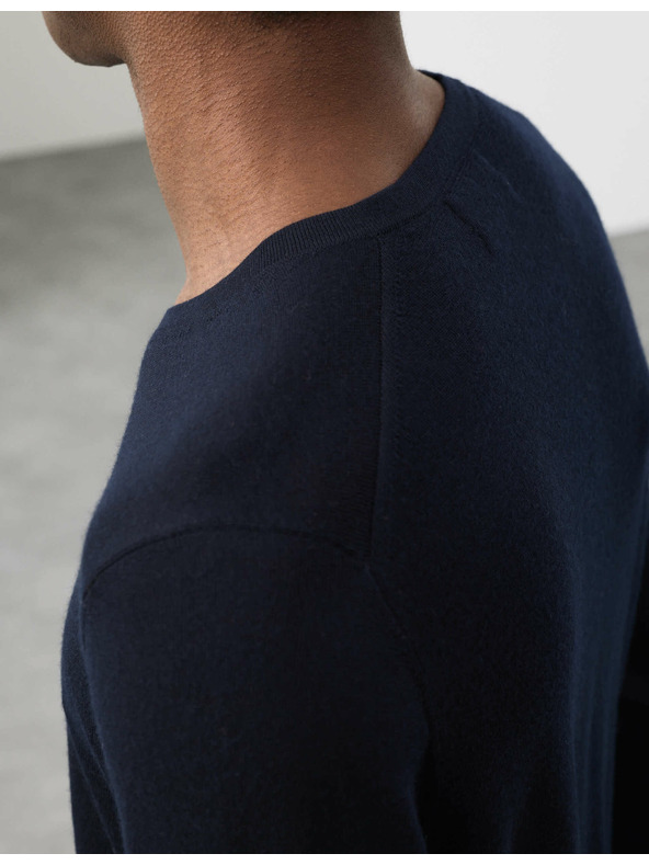 Marks & Spencer Суитшърт с V-образно деколте от чиста извънредно фина вълна мерино Marks & Spencer морско синя