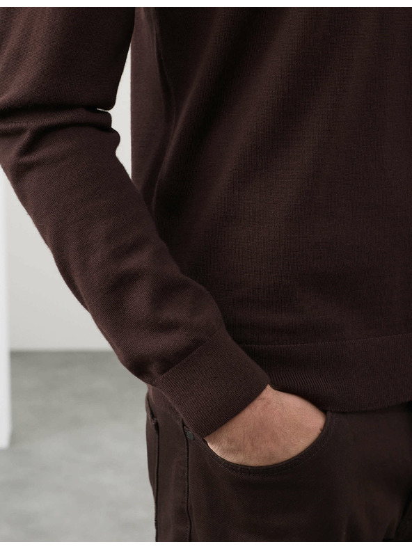 Marks & Spencer Суитшърт от чиста извънредно фина вълна мерино Marks & Spencer кафява