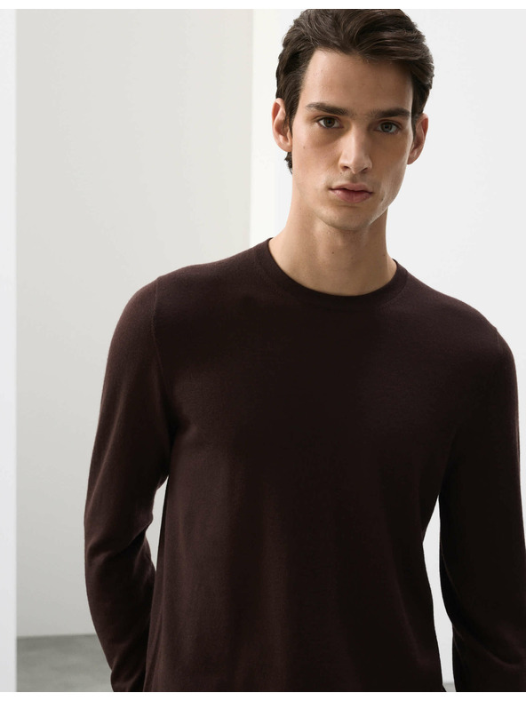 Marks & Spencer Суитшърт от чиста извънредно фина вълна мерино Marks & Spencer кафява