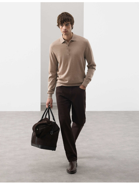 Marks & Spencer Поло тениска от чиста извънредно фина вълна мерино Marks & Spencer кафява