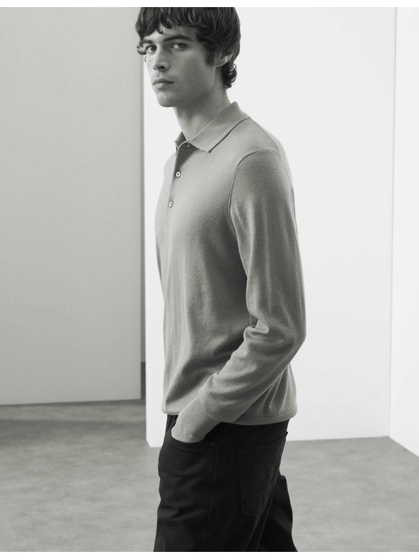 Marks & Spencer Поло тениска от чиста извънредно фина вълна мерино Marks & Spencer кафява