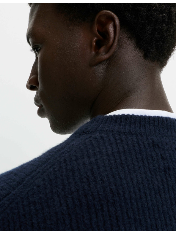 Marks & Spencer Ребрест пуловер с висока яка, от извънредно мека прежда със смес от вълна Marks & Spencer тъмносиня