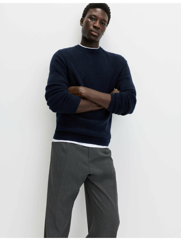 Marks & Spencer Ребрест пуловер с висока яка, от извънредно мека прежда със смес от вълна Marks & Spencer тъмносиня