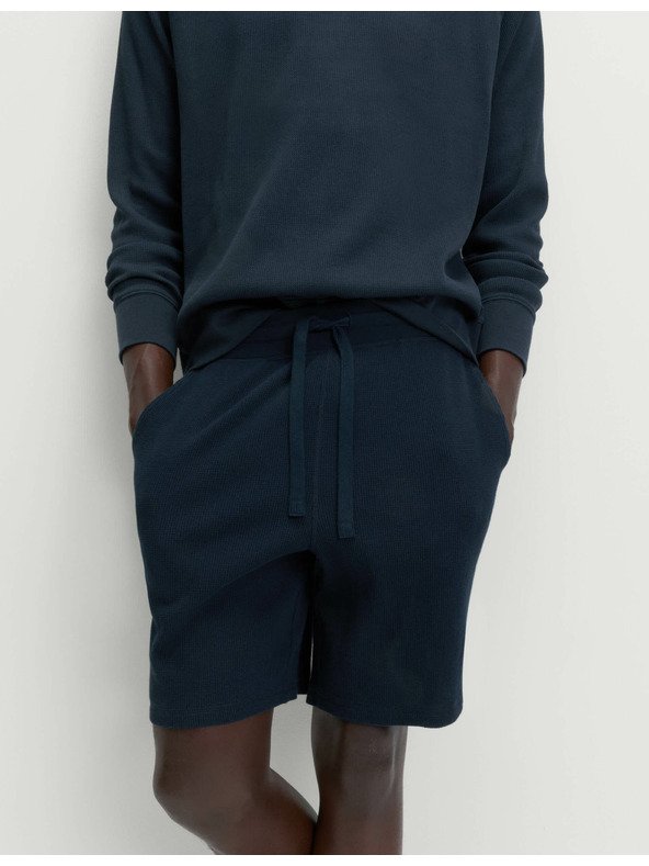 Marks & Spencer Домашни шорти от чиста памучна материя с вафлена текстура Marks & Spencer тъмносиня