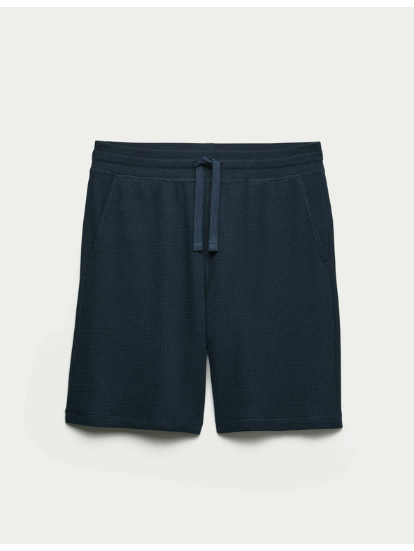 Marks & Spencer Домашни шорти от чиста памучна материя с вафлена текстура Marks & Spencer тъмносиня