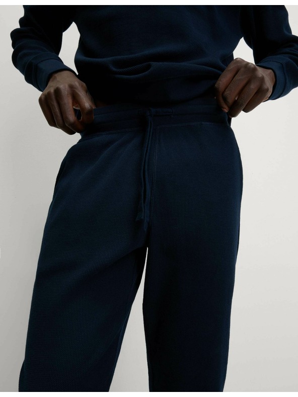 Marks & Spencer Домашен суитшърт от чиста памучна материя с вафлена текстура Marks & Spencer тъмносиня