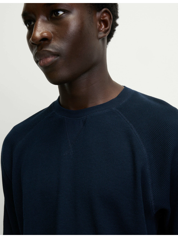 Marks & Spencer Домашен суитшърт от чиста памучна материя с вафлена текстура Marks & Spencer тъмносиня