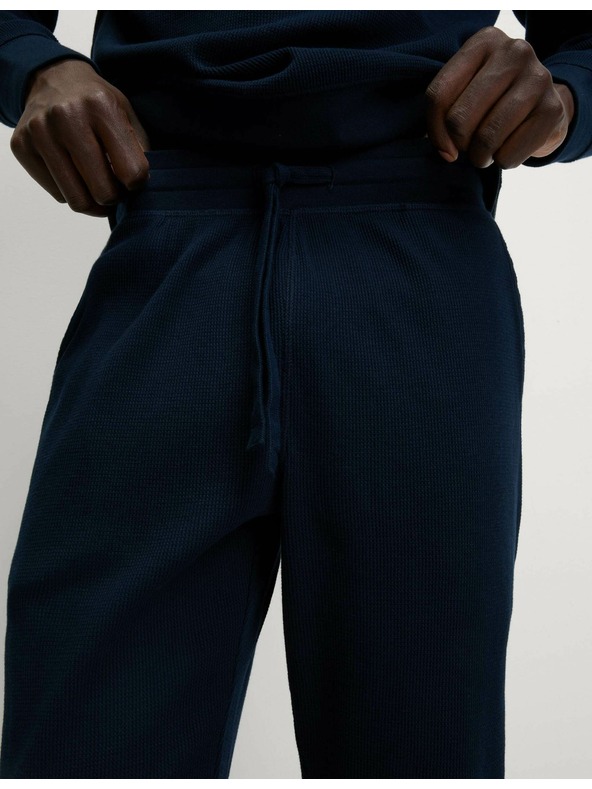 Marks & Spencer Домашни панталони от чиста памучна материя с вафлена текстура Marks & Spencer тъмносиня