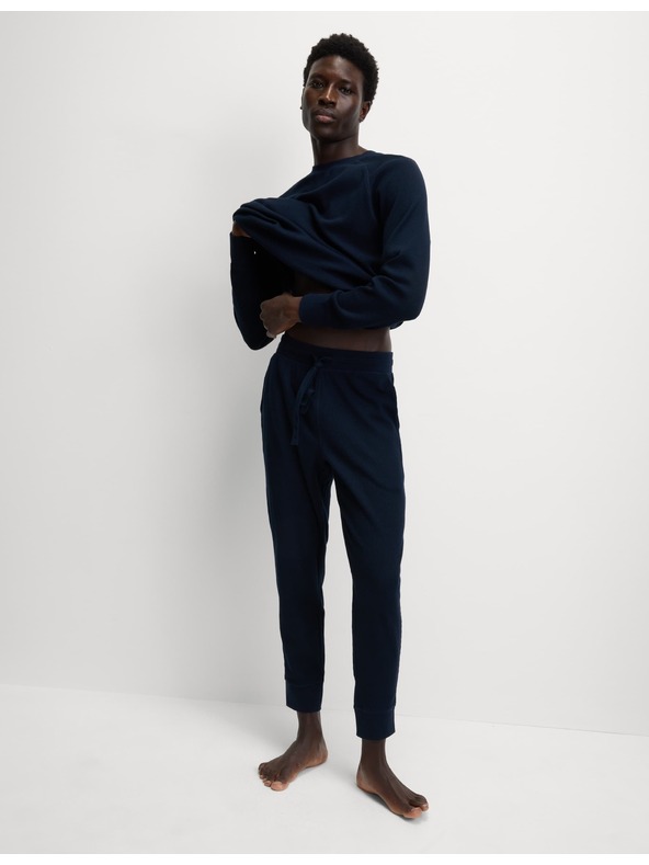 Marks & Spencer Домашни панталони от чиста памучна материя с вафлена текстура Marks & Spencer тъмносиня