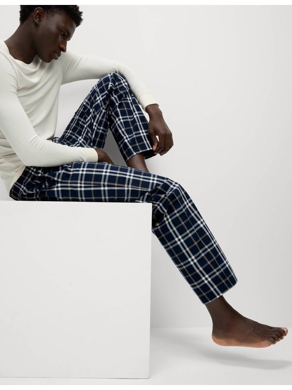 Marks & Spencer Карирани пижамени панталони от чиста памучна материя, 2 броя в опаковка Marks & Spencer тъмносиня
