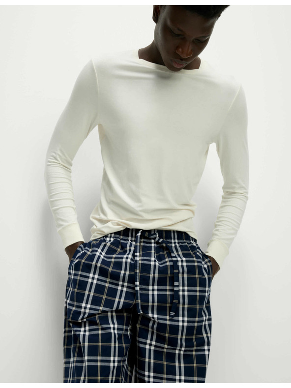 Marks & Spencer Карирани пижамени панталони от чиста памучна материя, 2 броя в опаковка Marks & Spencer тъмносиня