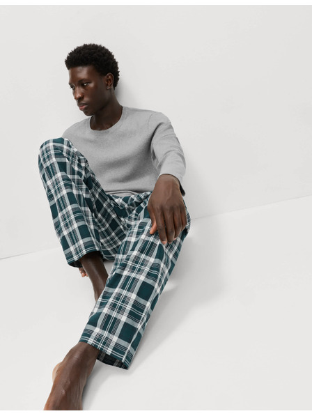 Marks & Spencer Карирана пижама от чиста памучна материя Marks & Spencer сива