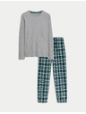 Marks & Spencer Карирана пижама от чиста памучна материя Marks & Spencer сива