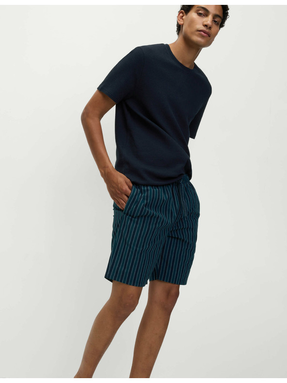 Marks & Spencer Пижама от чиста памучна материя с вафлена текстура Marks & Spencer тъмносиня