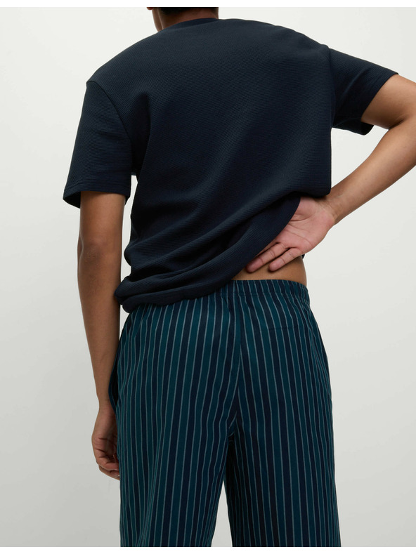 Marks & Spencer Пижама от чиста памучна материя с вафлена текстура Marks & Spencer тъмносиня