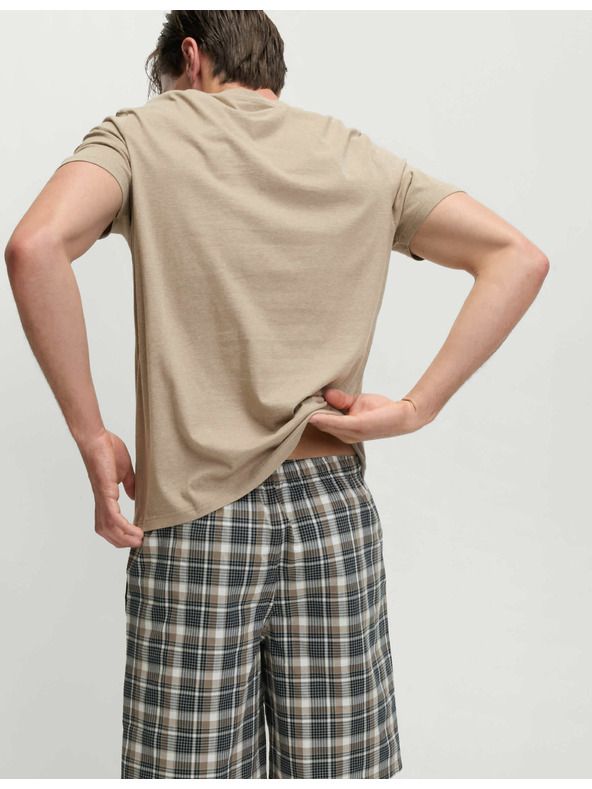 Marks & Spencer Неутрален карирана пижама от чиста памучна материя Marks & Spencer кремава