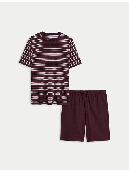 Marks & Spencer Пижама от чиста памучна материя с вафлена текстура Marks & Spencer червена