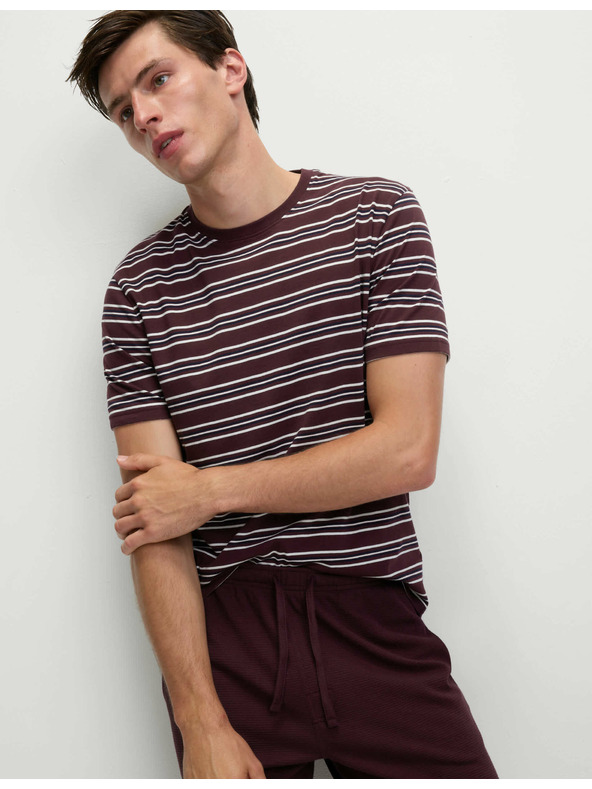 Marks & Spencer Пижама от чиста памучна материя с вафлена текстура Marks & Spencer червена