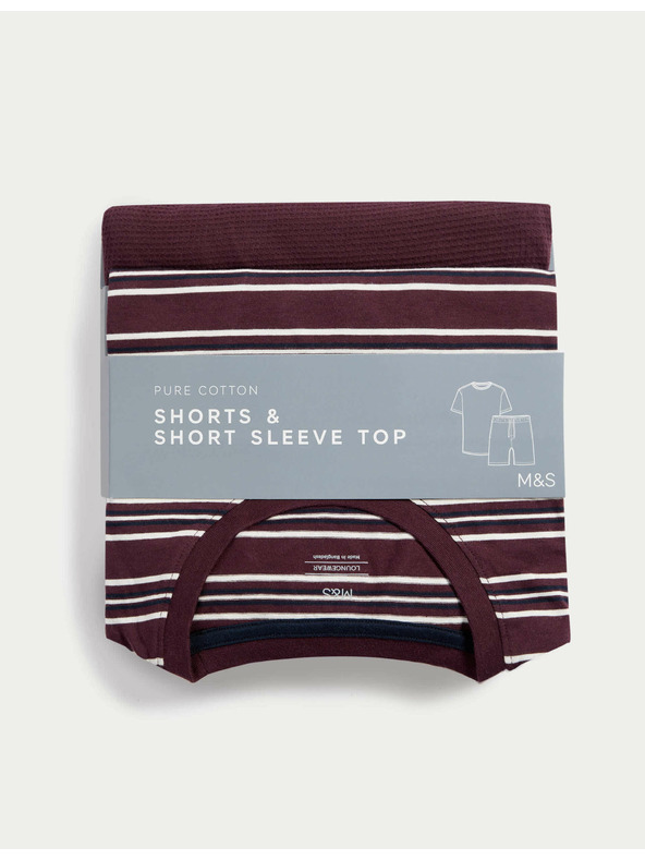 Marks & Spencer Пижама от чиста памучна материя с вафлена текстура Marks & Spencer червена