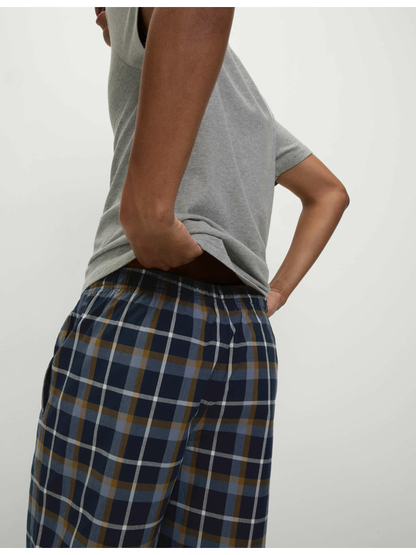 Marks & Spencer Карирана пижама от чиста памучна материя с остро деколте Marks & Spencer сива