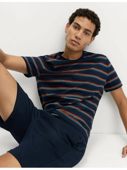 Marks & Spencer Пижама с дъгови ивици от чиста памучна материя Marks & Spencer тъмносиня