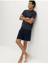 Marks & Spencer Пижама с дъгови ивици от чиста памучна материя Marks & Spencer тъмносиня