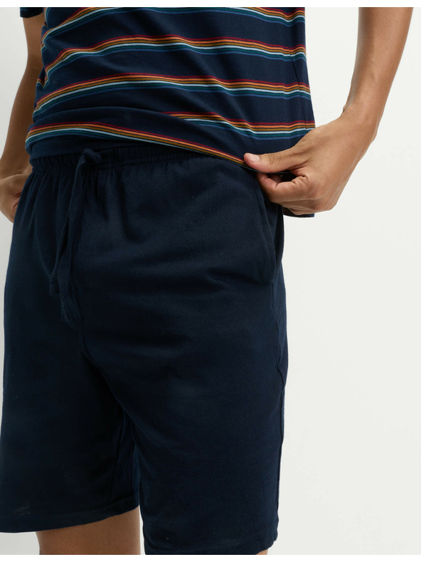 Marks & Spencer Пижама с дъгови ивици от чиста памучна материя Marks & Spencer тъмносиня