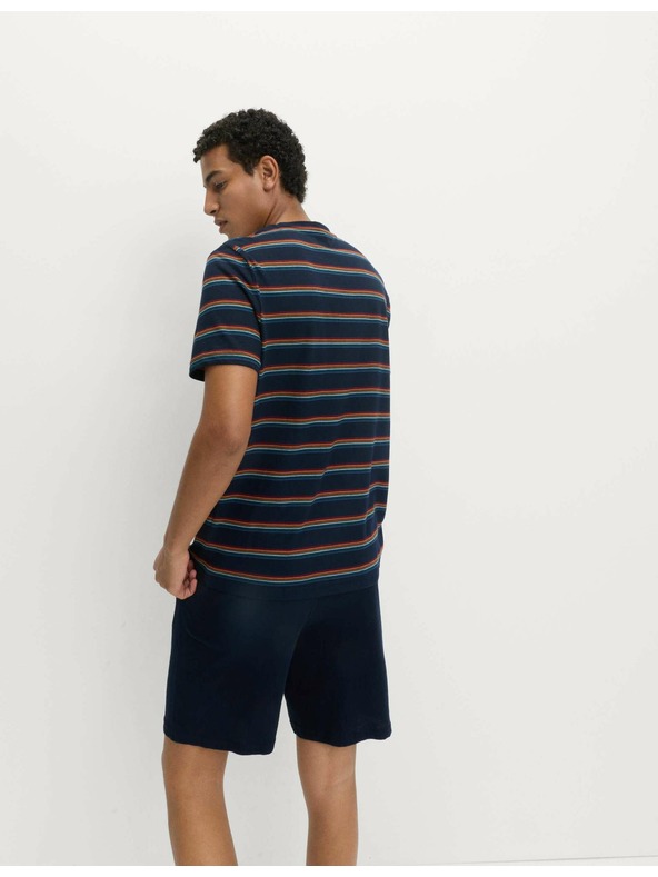 Marks & Spencer Пижама с дъгови ивици от чиста памучна материя Marks & Spencer тъмносиня