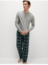 Marks & Spencer Карирана пижама от чиста памучна материя с остро деколте Marks & Spencer сива