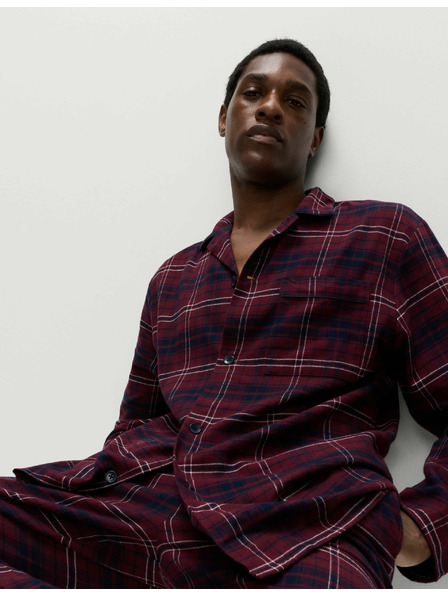 Marks & Spencer Карирана пижама от рециклирана памучна материя Marks & Spencer червена