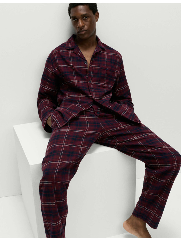 Marks & Spencer Карирана пижама от рециклирана памучна материя Marks & Spencer червена
