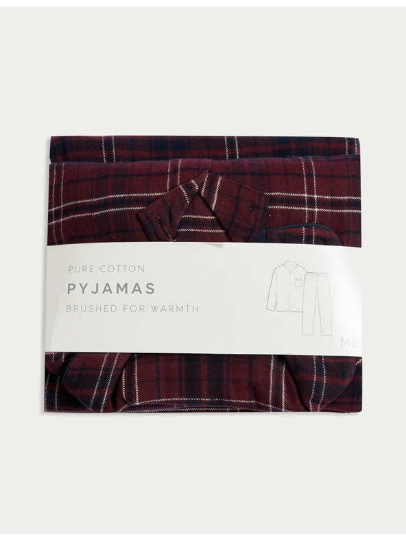 Marks & Spencer Карирана пижама от рециклирана памучна материя Marks & Spencer червена