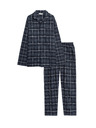 Marks & Spencer Карирана пижама от рециклирана памучна материя Marks & Spencer тъмносиня