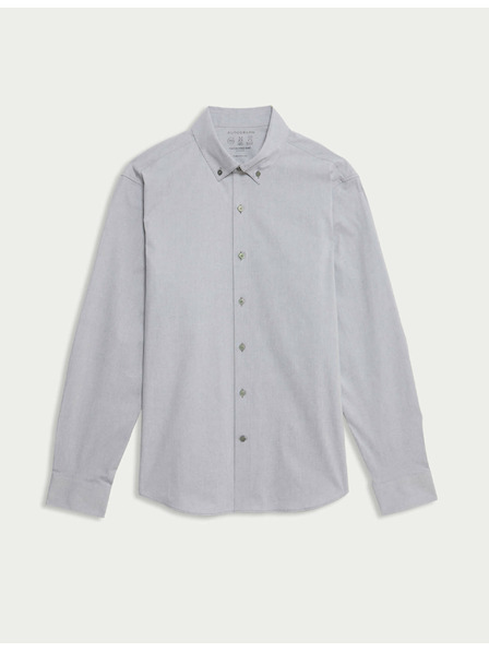 Marks & Spencer Разтегателна памучна риза с класически силует с технология 360 Flex™ Marks & Spencer сива